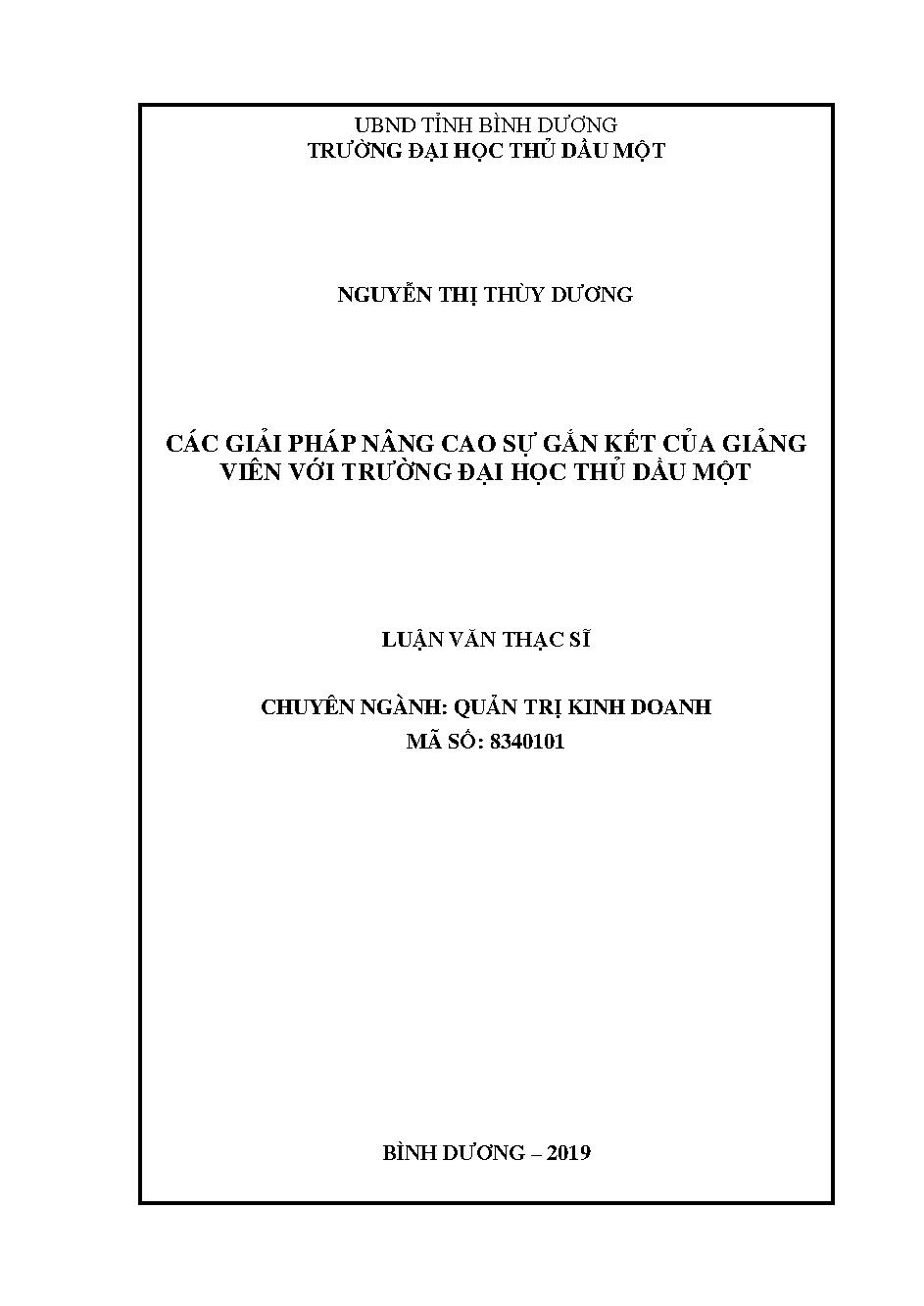 Các giải pháp nâng cao sự gắn kết của giảng viên với trường đại học Thủ Dầu Một