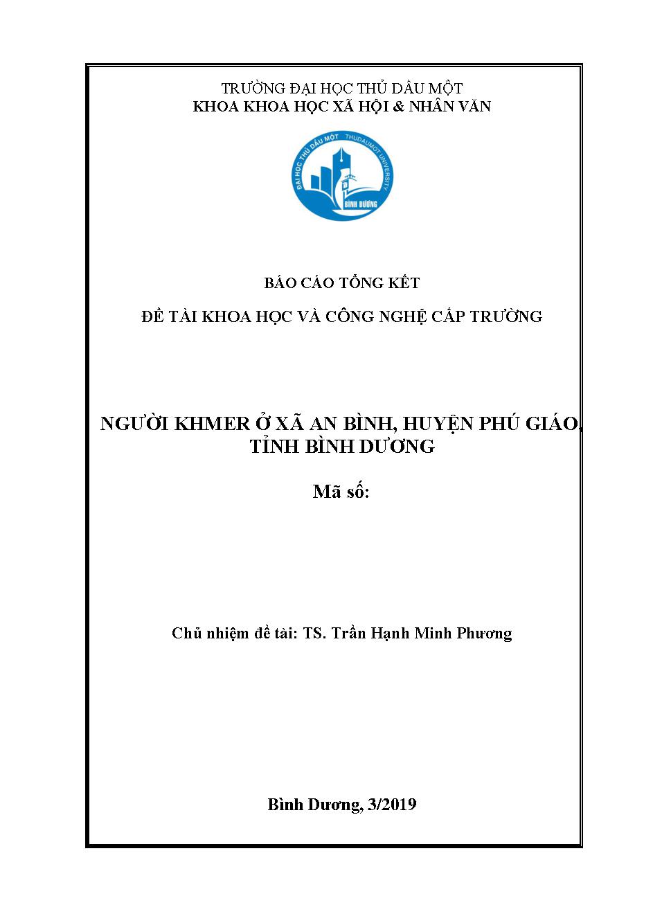 Người Khmer ở xã An Bình, huyện Phú Giáo, tỉnh Bình Dương