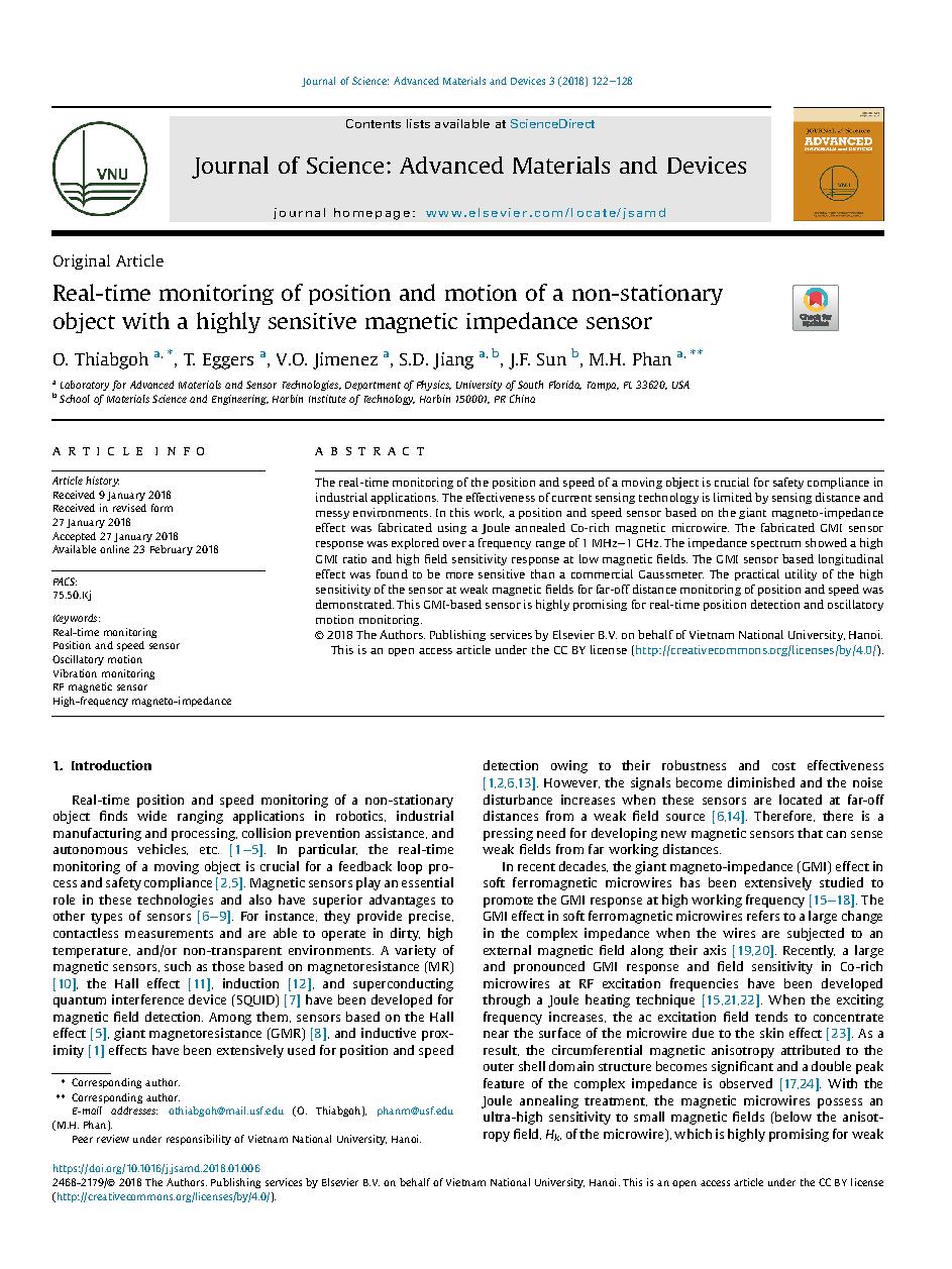 Real-time monitoring of position and motion of a non-stationary object with a highly sensitive magnetic impedance sensor