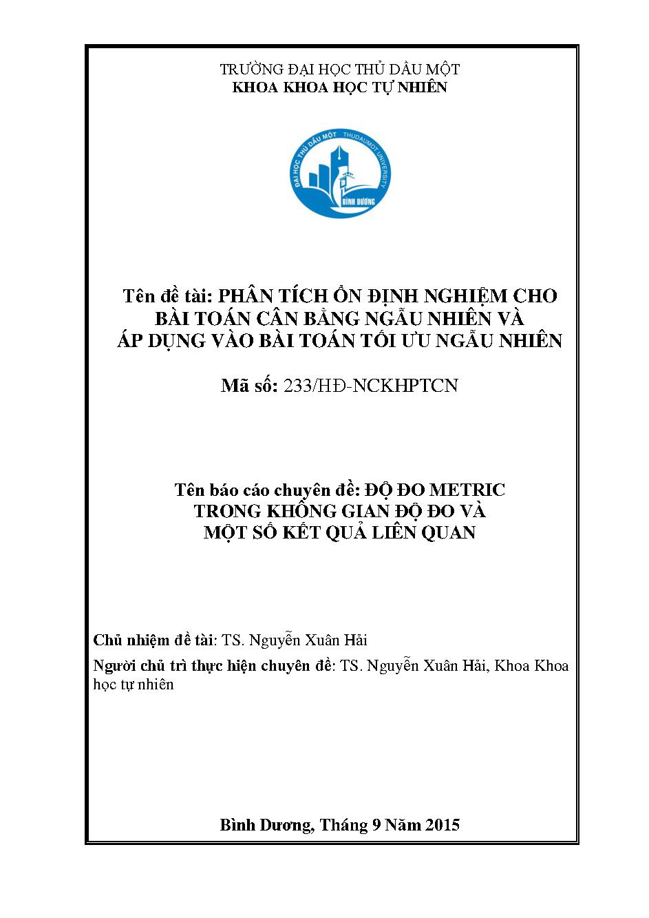 Phân tích ổn định nghiệm cho bài toán cân bằng ngẫu nhiên và áp dụng vào bài toán tối ưu ngẫu nhiên