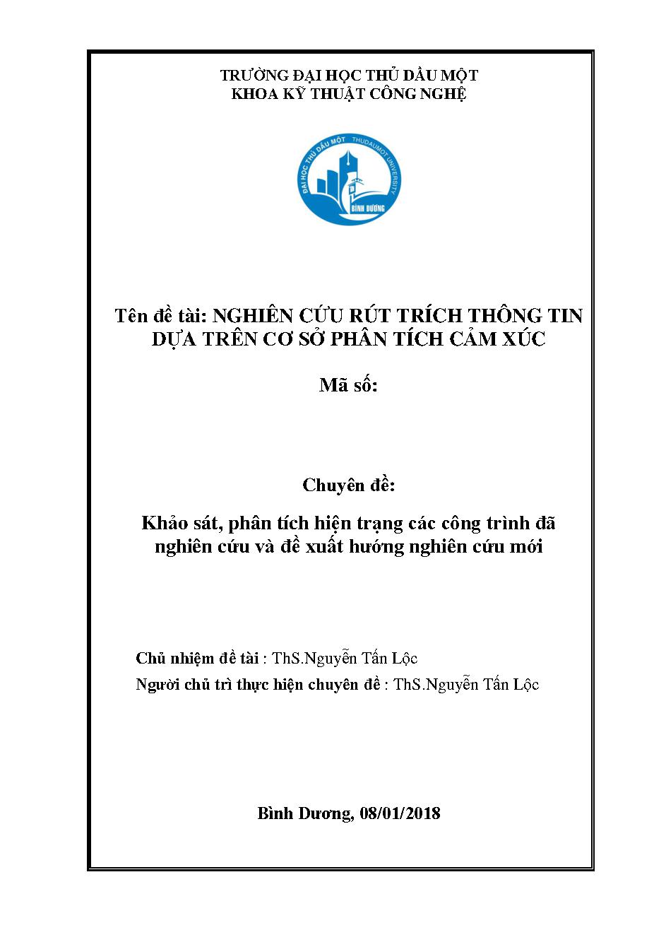 Nghiên cứu rút trích thông tin dựa trên cơ sở phân tích cảm xúc