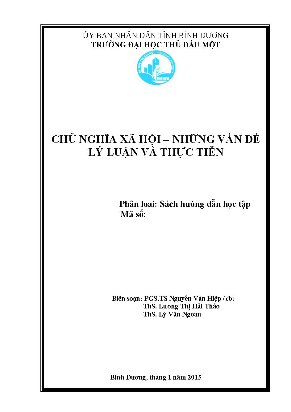 Chủ nghĩa xã hội - Những vấn đề lý luận và thực tiễn