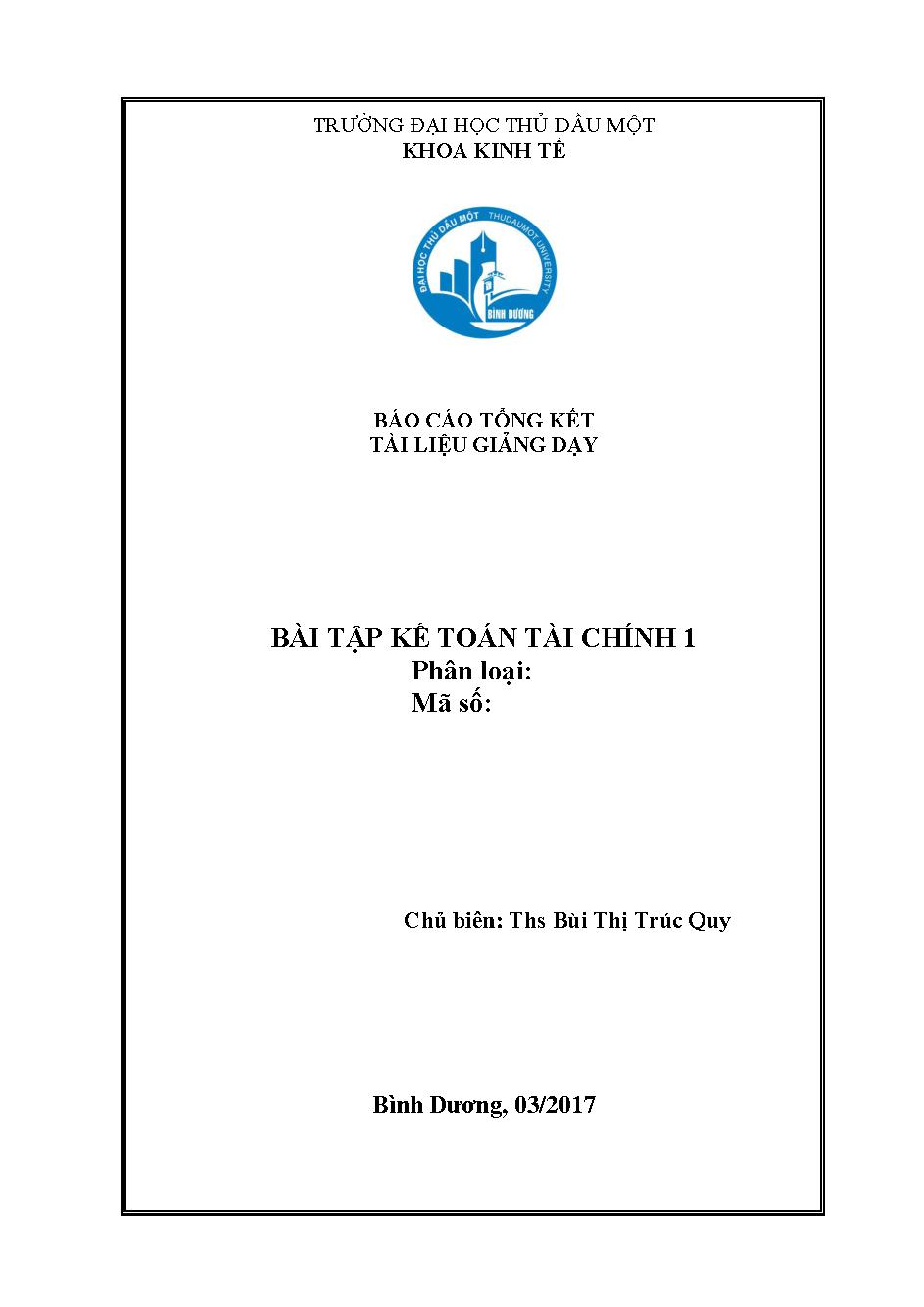 Bài tập kế toán tài chính 1