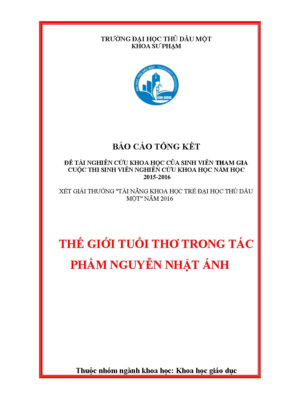 Thế giới tuổi thơ trong tác phẩm Nguyễn Nhật Ánh