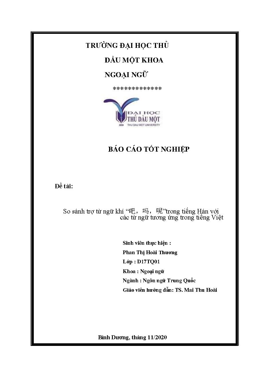 So sánh trợ từ ngữ khí “吧，吗，呢”trong tiếng Hán với các từ ngữ tương ứng trong tiếng Việt