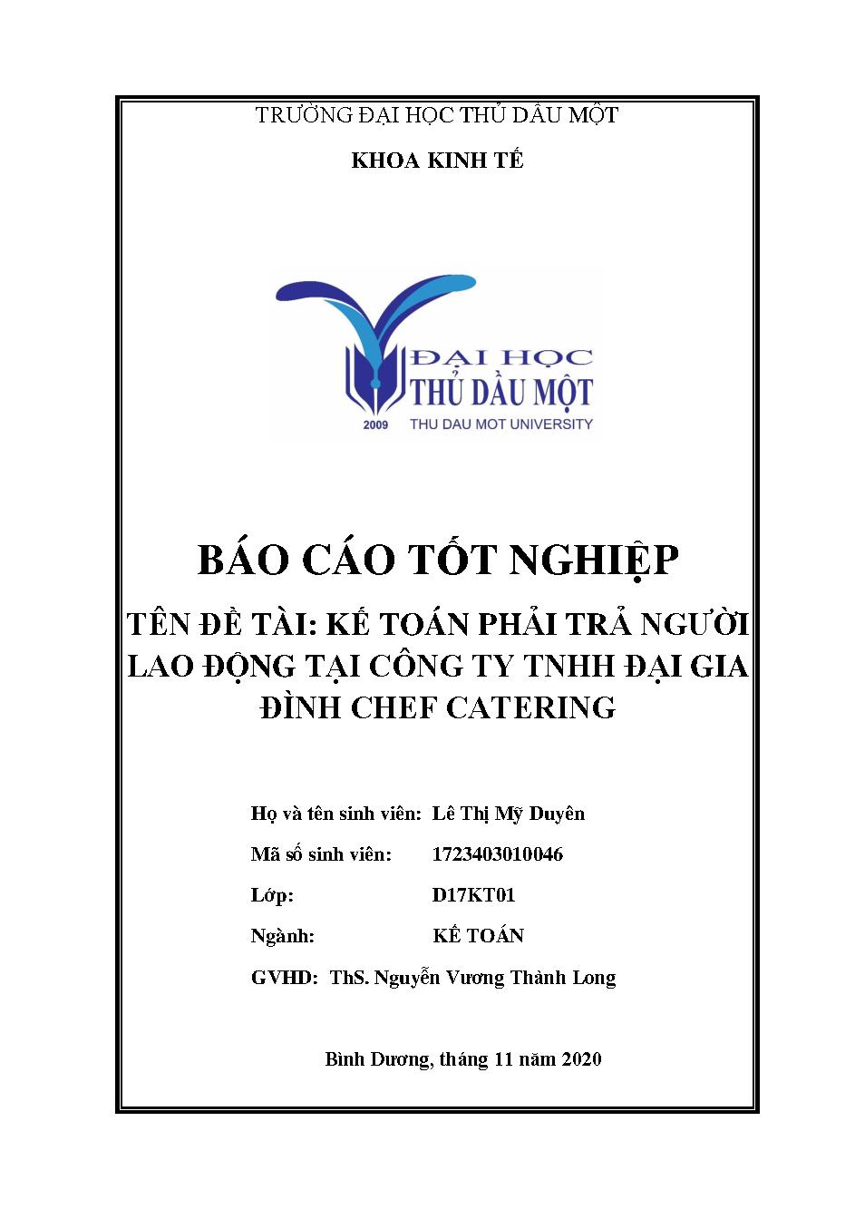 Kế toán phải trả người lao động tại công ty TNHH đại gia đình Chef Catering