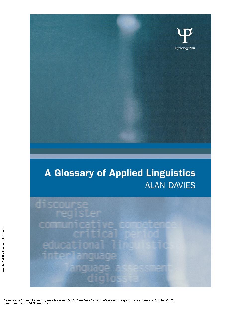 A Glossary of Applied Linguistics