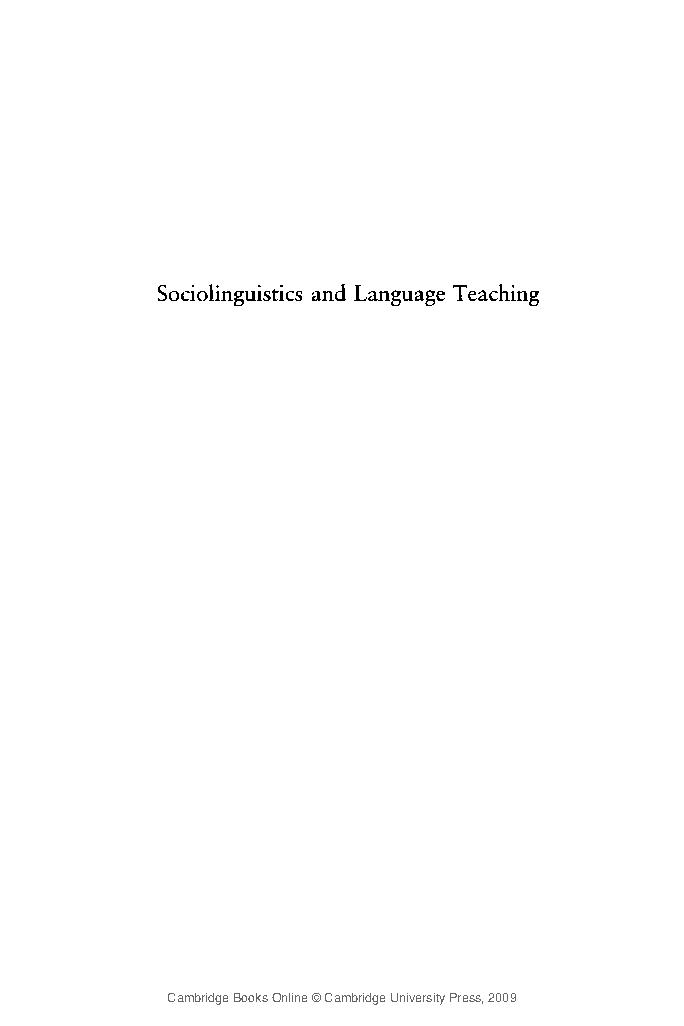 Sociolinguistics and language teaching