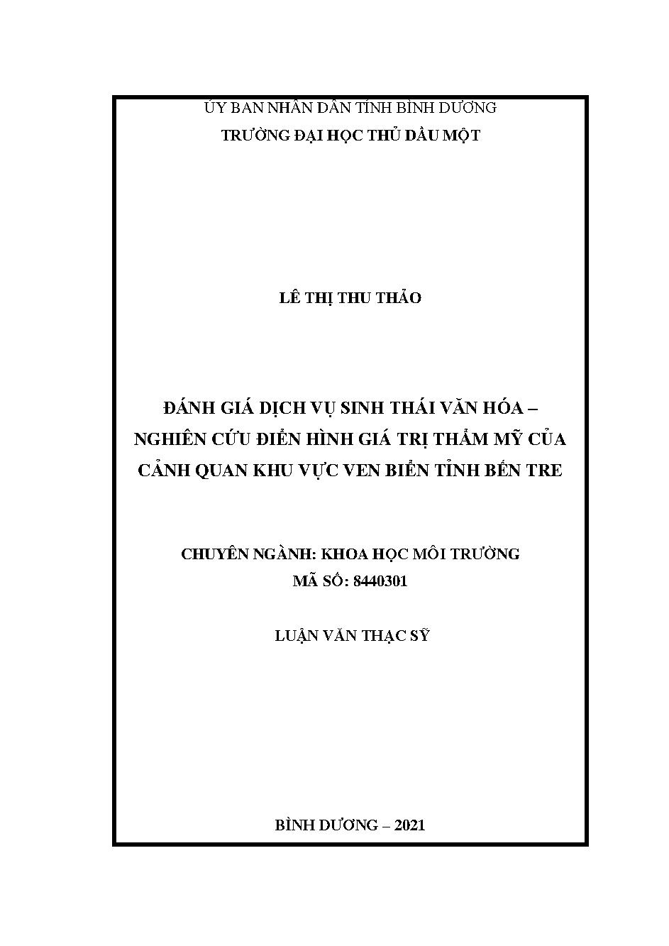 Đánh giá dịch vụ sinh thái văn hóa