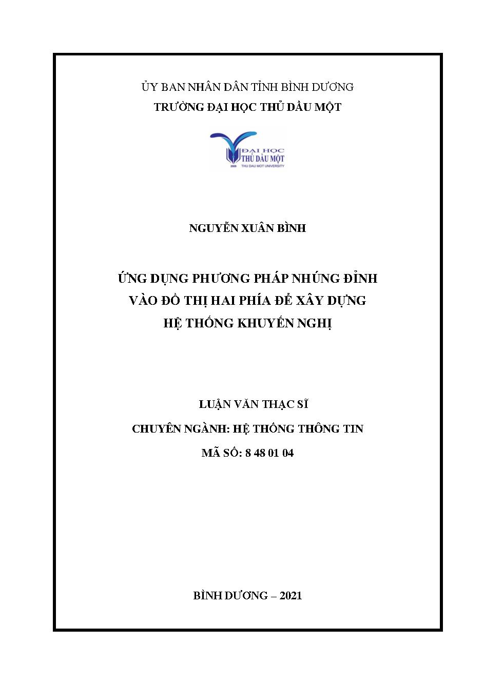 Ứng dụng phương pháp nhúng đỉnh vào đồ thị hai phía để xây dựng hệ thống khuyến nghị