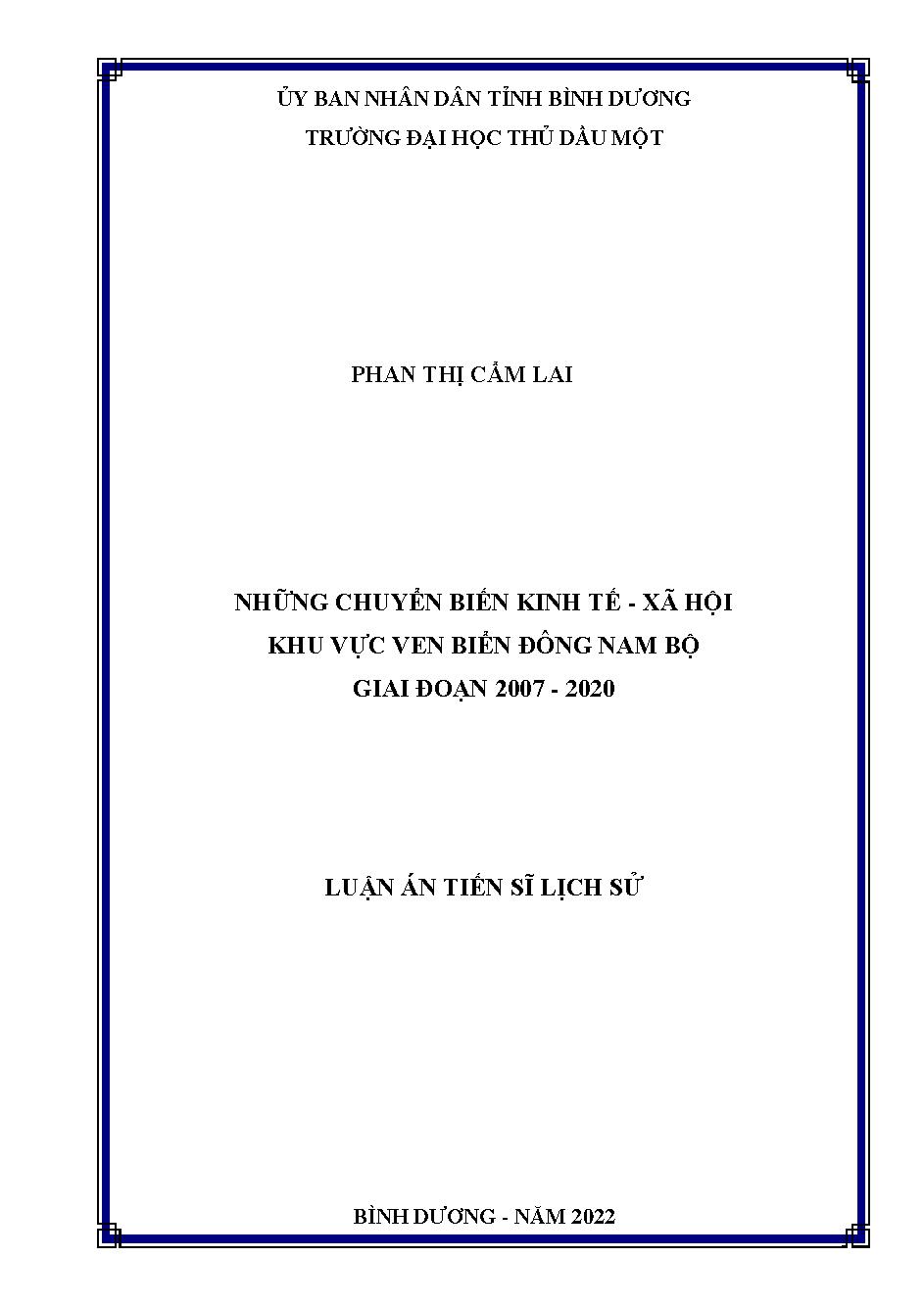 Những chuyển biến kinh tế - xã hội khu vực ven biển Đông Nam Bộ giai đoạn 2007 - 2020