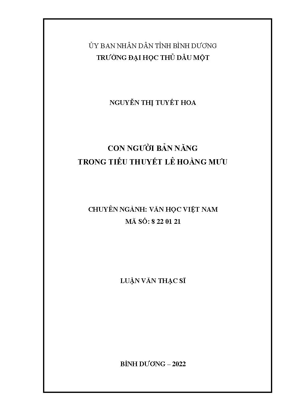 Con người bản năng trong tiểu thuyết Lê Hoằng Mưu