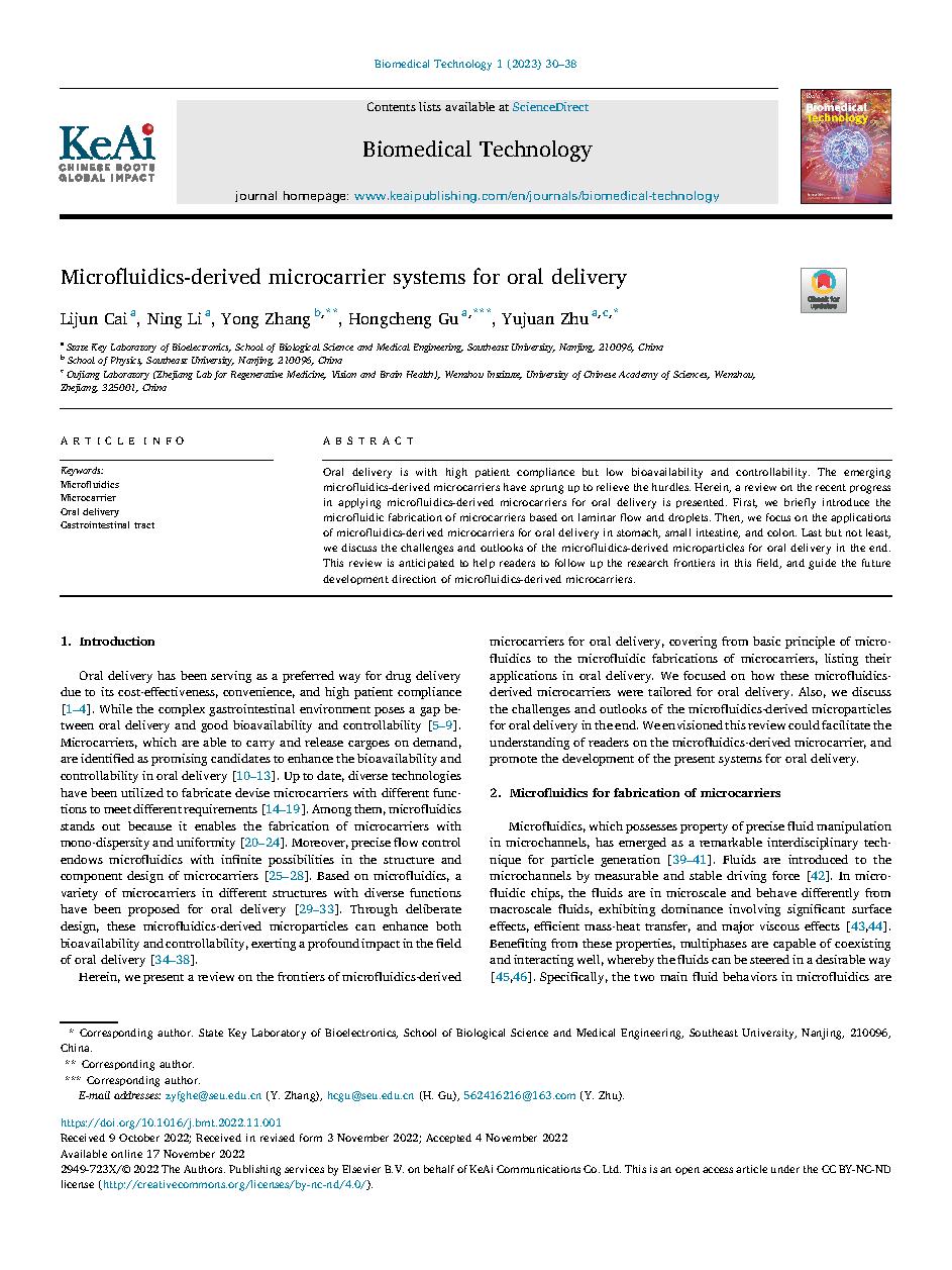 Microfluidics-derived microcarrier systems for oral delivery