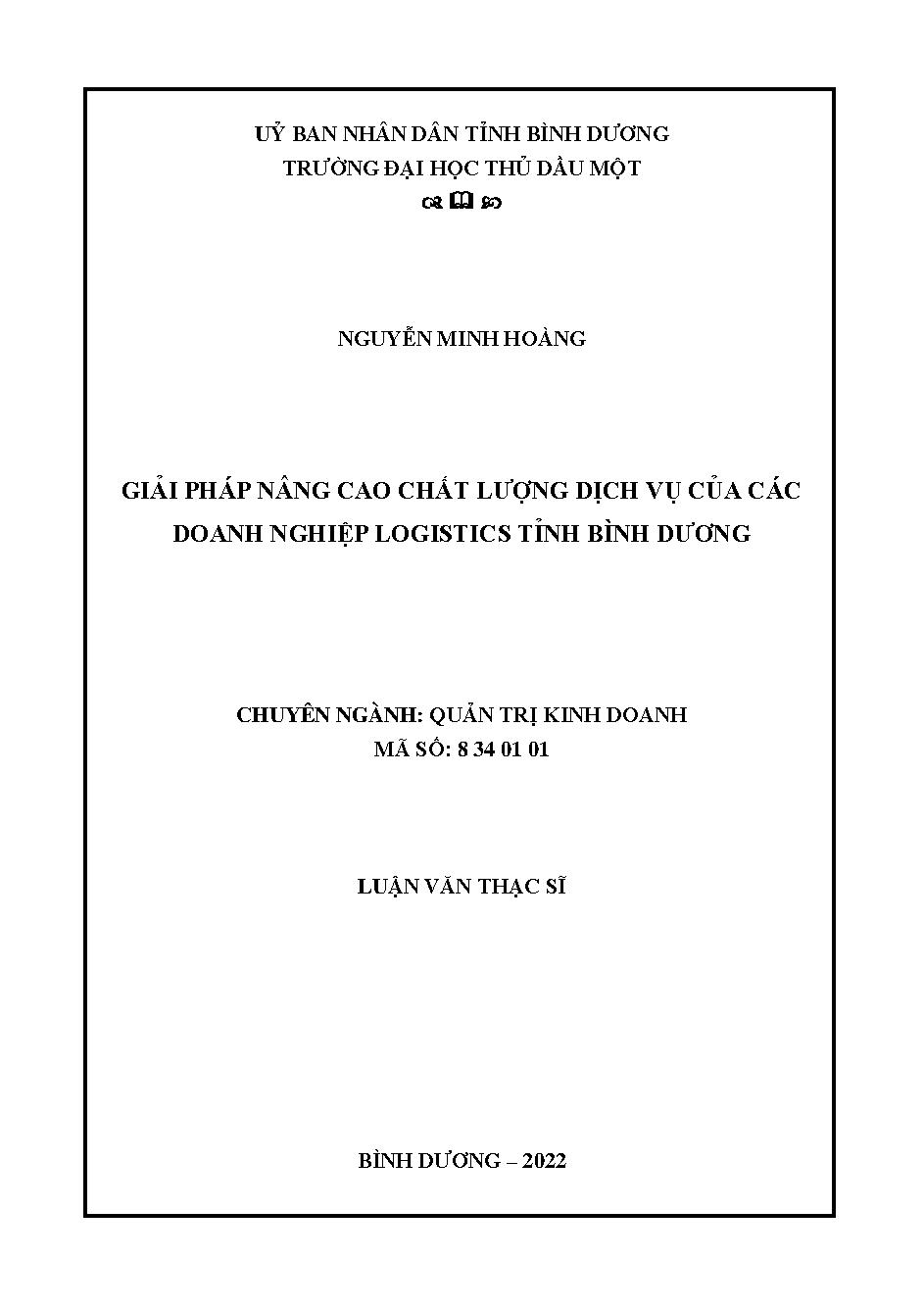 Giải pháp nâng cao chất lượng dịch vụ của các doanh nghiệp Logistics tỉnh Bình Dương