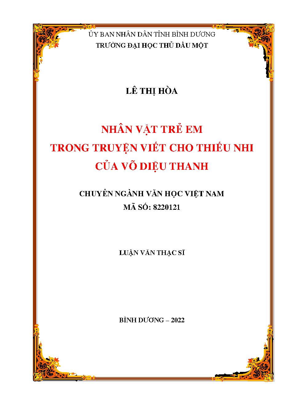 Nhân vật trẻ em trong truyện viết cho thiếu nhi của Võ Diệu Thanh