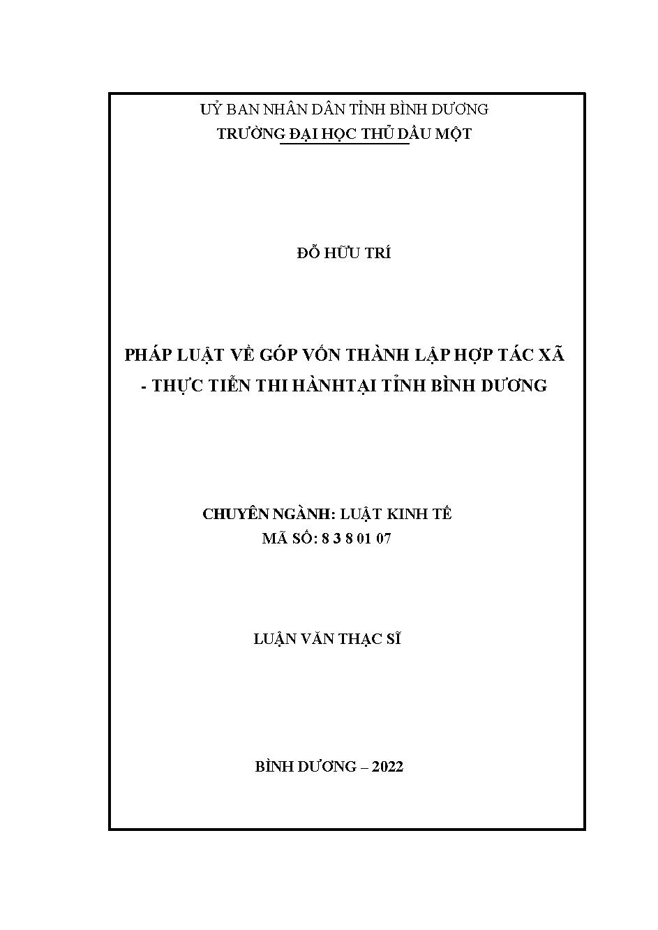 Pháp luật về góp vốn thành lập hợp tác xã