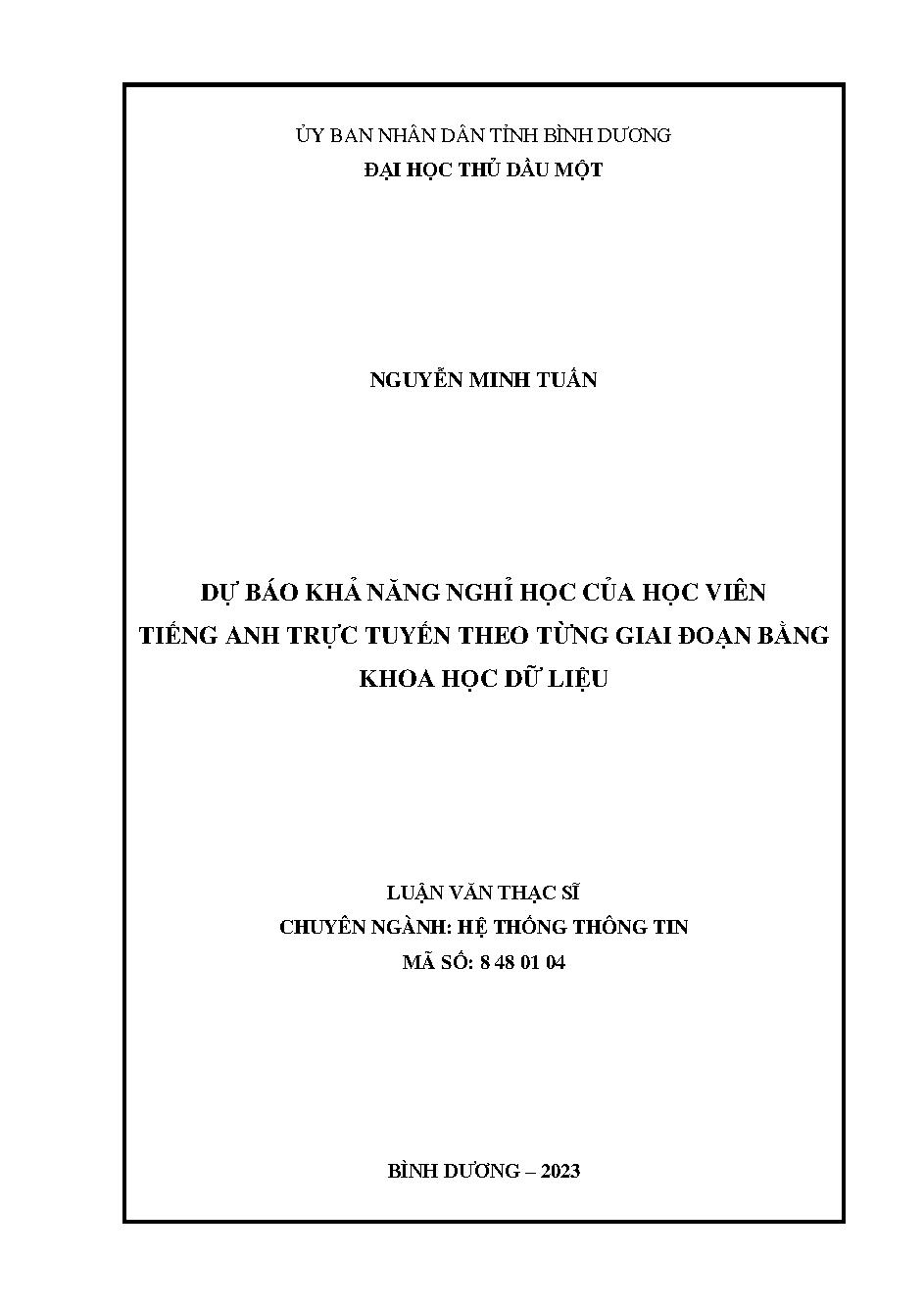 Dự báo khả năng nghỉ học của học viên tiếng Anh trực tuyến theo từng giai đoạn bằng khoa học dữ liệu