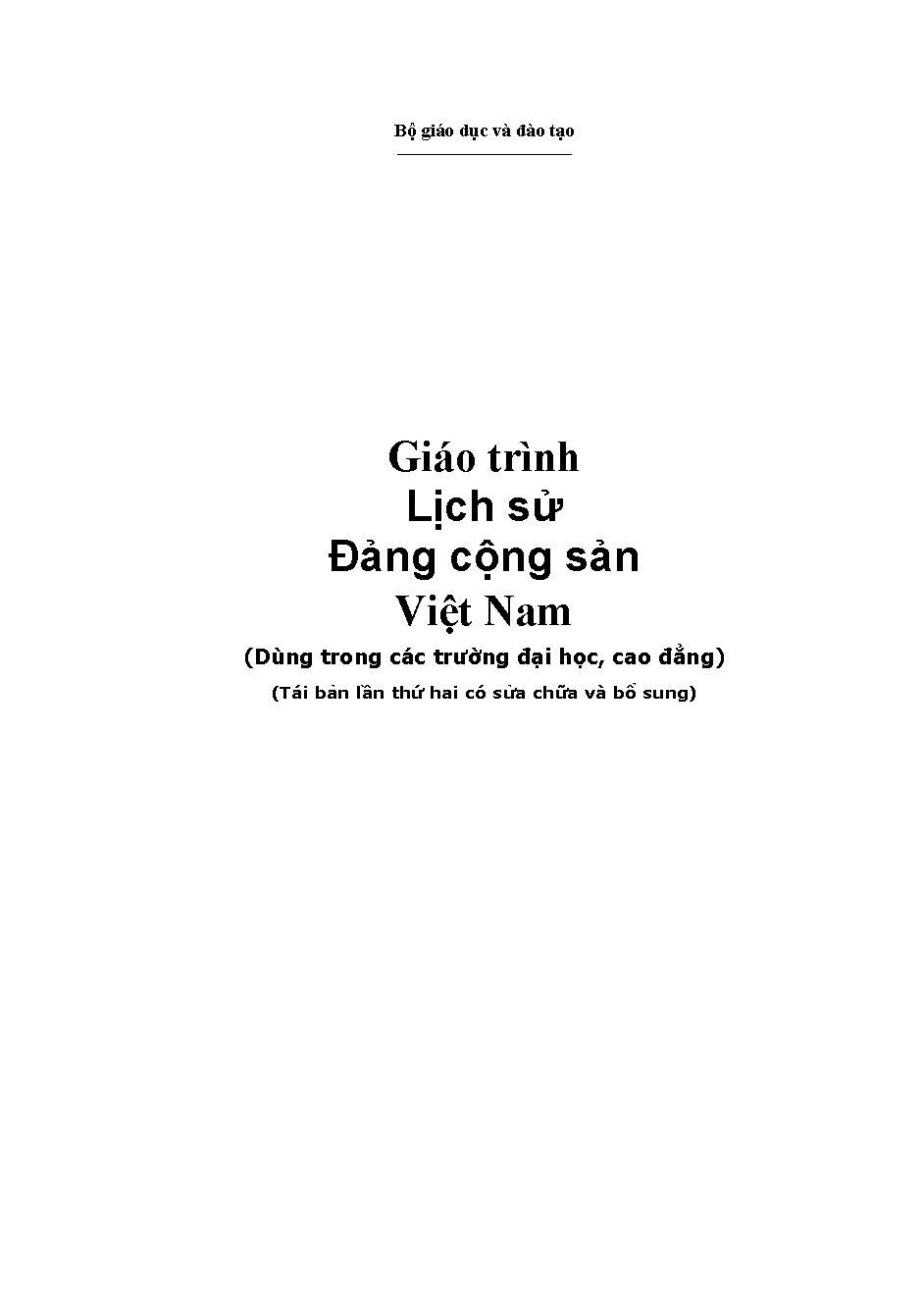 Giáo trình Lịch sử Đảng cộng sản Việt Nam